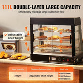 3-Tier Commercial Food Warmer Display Countertop Pizza Cabinet with Light